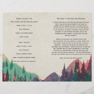 Camping Wedding Folded Wedding Program