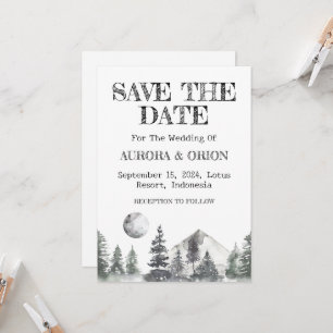 camping wedding save the date cards