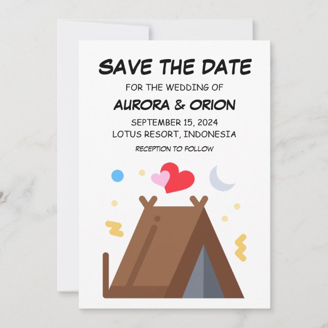 camping wedding save the date cards (Front)