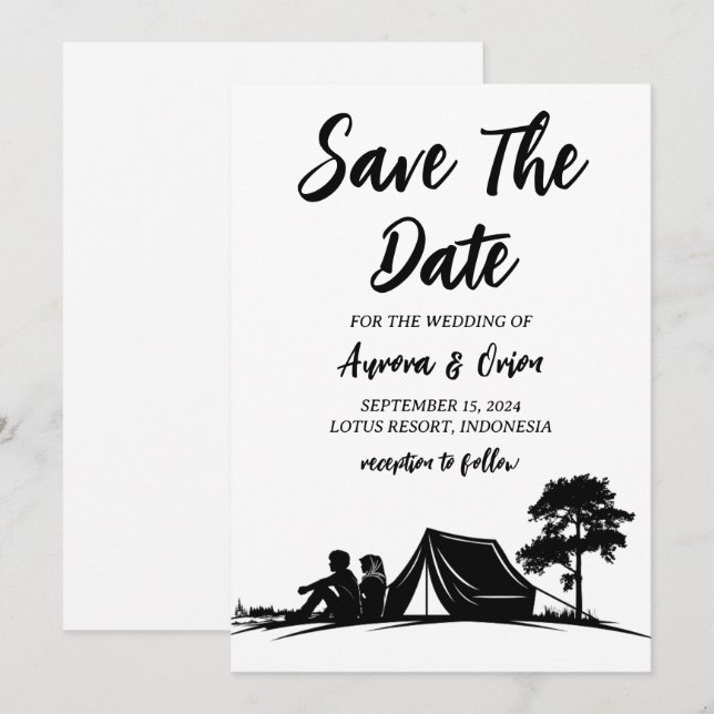 camping wedding save the date cards (Front/Back)