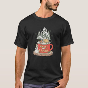 Camping Winter Christmas Merry and Bright Campfire T-Shirt