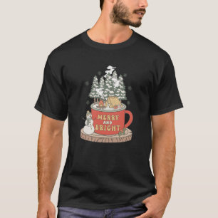 Camping Winter Christmas Merry and Bright Campfire T-Shirt