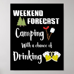 Camping With Chance Of Drinking Funny Camper Poster