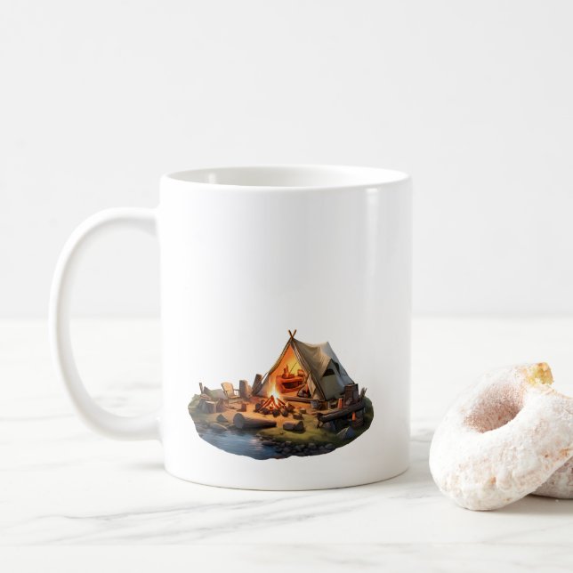 Camping With Loved Ones Coffee Mug (With Donut)