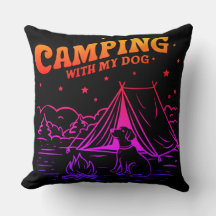 Camping with My Dog – Adventure Throw Pillow