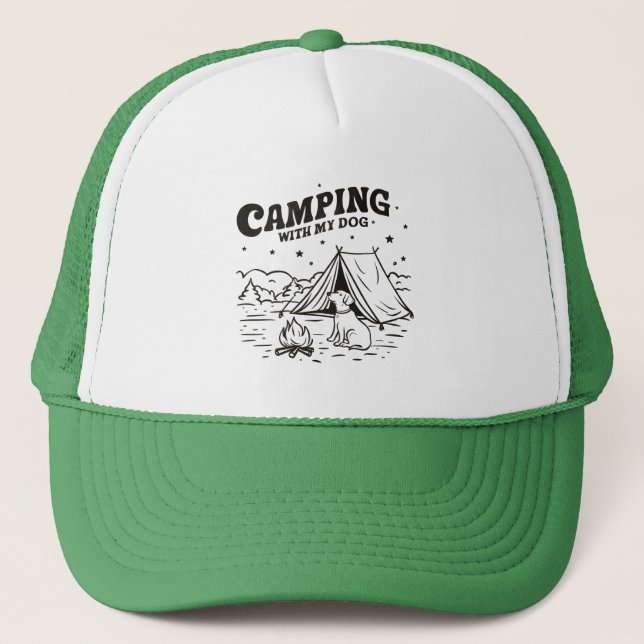 Camping with My Dog – Retro Trucker Hat (Front)