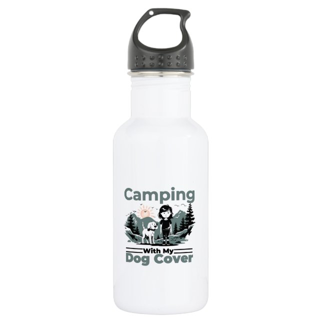 Camping with My Dog Stainless Steel Water Bottle (Front)