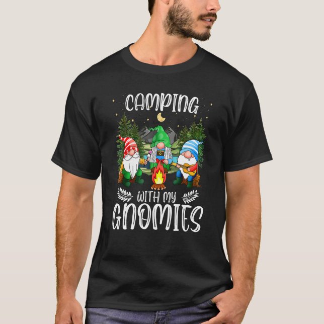 Camping With My Gnomes Campfire Happy Camper  Camp T-Shirt (Front)