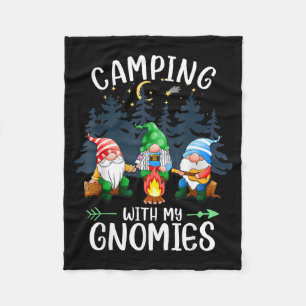 Camping with My Gnomies Funny Gnome Camp Women Men Fleece Blanket