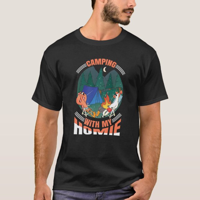 Camping With My Homie Unicorn Flamingo Nature Camp T-Shirt (Front)