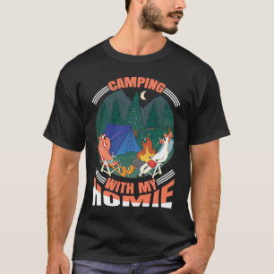 Camping With My Homie Unicorn Flamingo Nature Camp T-Shirt