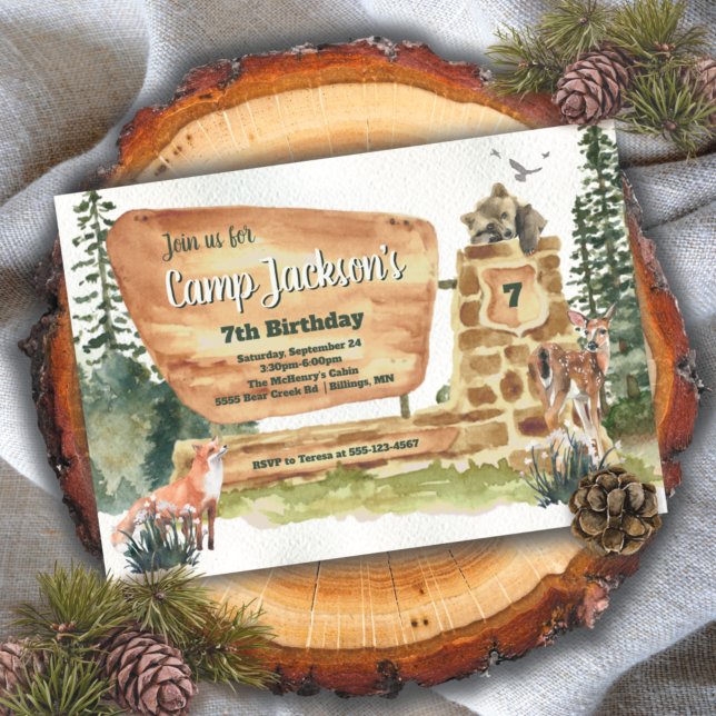 Camping Woodland National Park Birthday Invitation (Creator Uploaded)