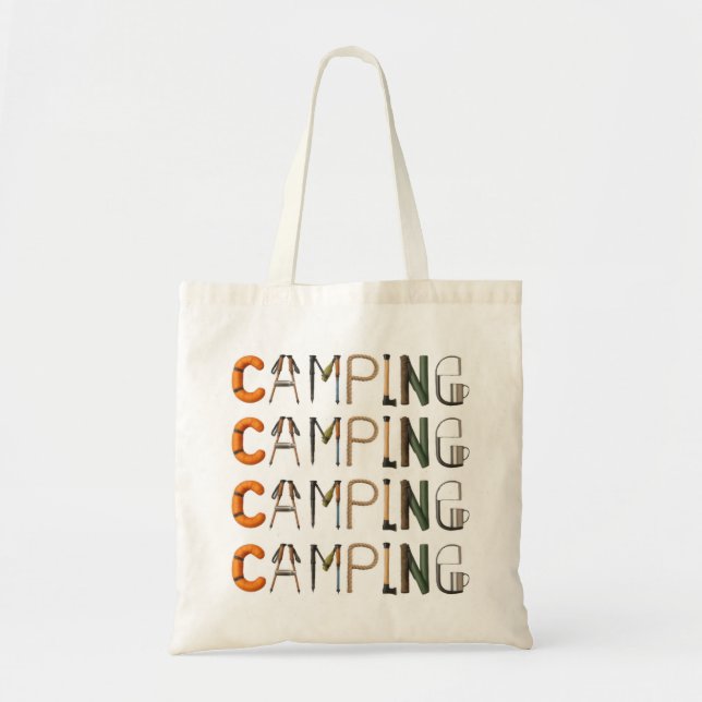 Camping Word Tote Bag (Front)