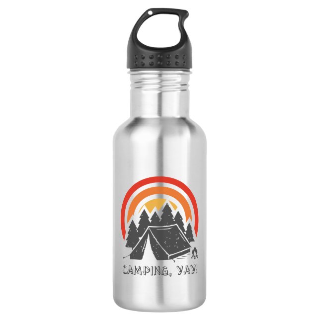 Camping, Yay! 532 Ml Water Bottle (Front)