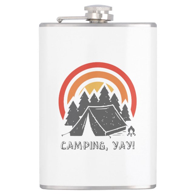Camping, Yay! Hip Flask (Front)