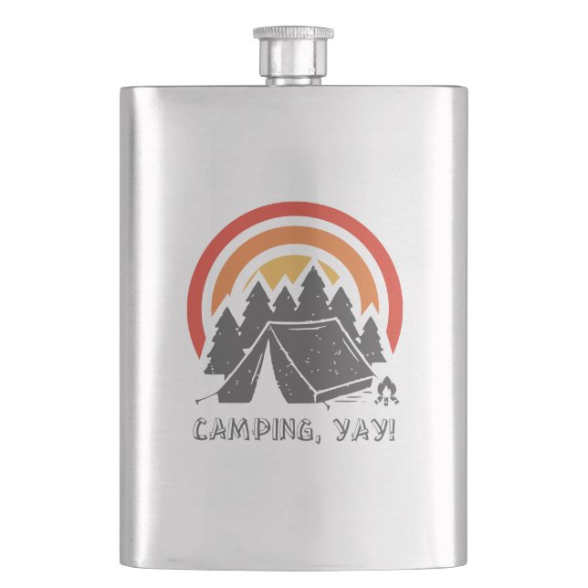 Camping, Yay! Hip Flask (Front)