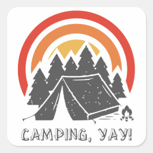 Camping, Yay! Square Sticker