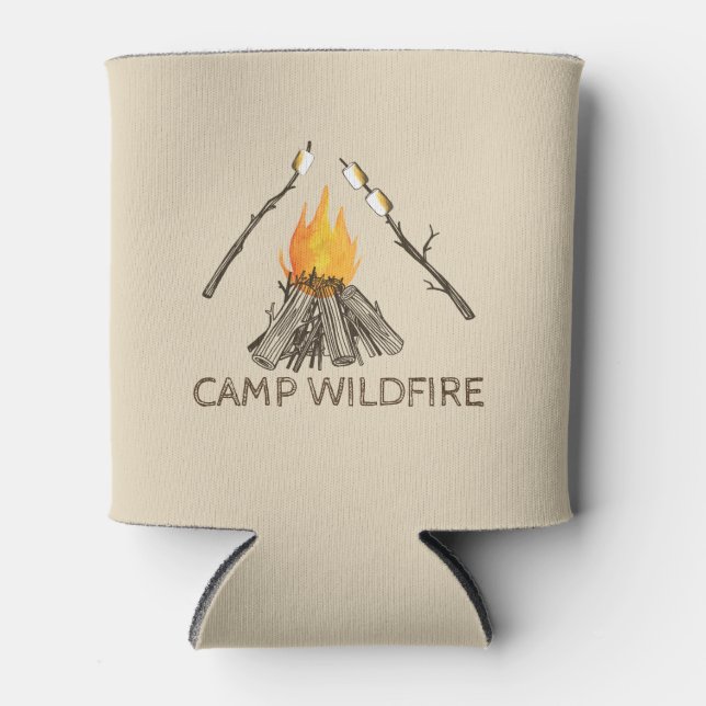Campire with Toasting Marshmallows Can Cooler (Front)