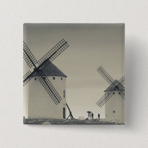 Campo de Criptana, antique La Mancha windmills 15 Cm Square Badge