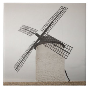 Campo de Criptana, antique La Mancha windmills Tile