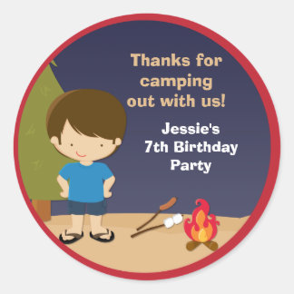 Campout Birthday Party Favour Stickers