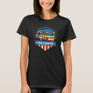 Campsite American Flag Camping People USA  Hiking T-Shirt