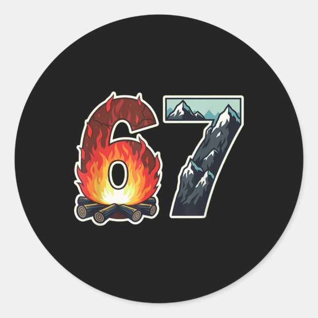 Campsite Fire Logs Number 67 Mountain  Classic Round Sticker (Front)