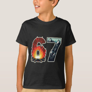 Campsite Fire Logs Number 67 Mountain T-Shirt