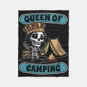 Campsite Skeleton Tenting Tent - Campfire Queen Of Fleece Blanket