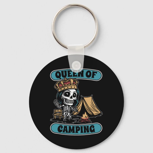 Campsite Skeleton Tenting Tent - Campfire Queen Of Key Ring (Front)