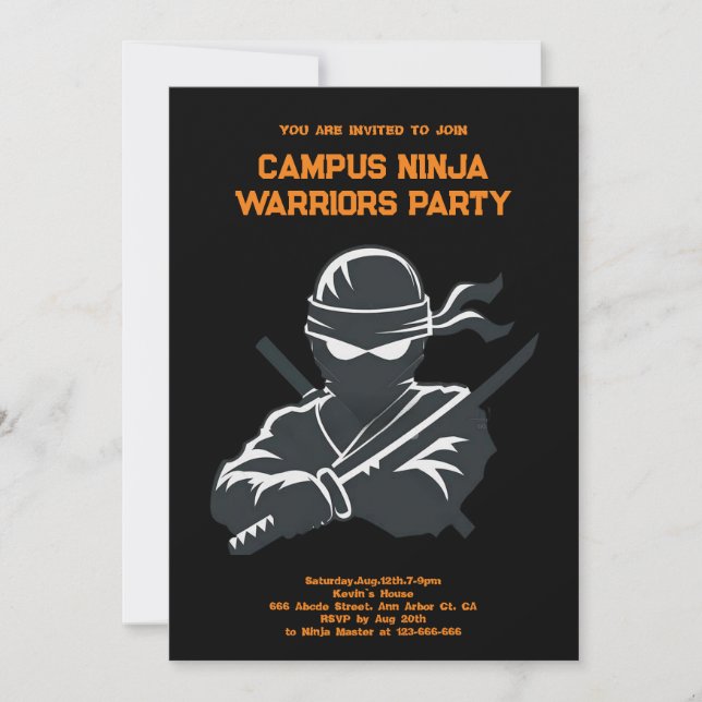 Campus Ninja Fun cipher  fraternit Invitation card (Front)