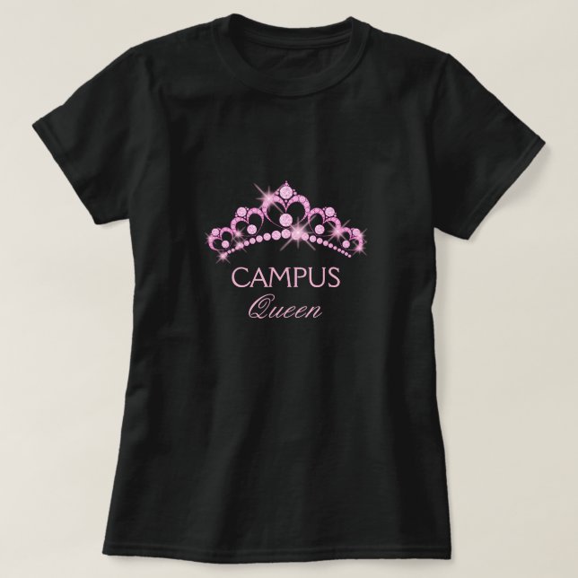 Campus Queen Tiara Princess Glam T Shirt Grad (Design Front)