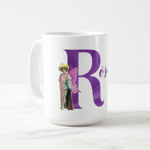 Campy Purple Shimmer Illustrated Letter R Coffee Mug
