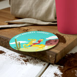 Campy Western Cowgirl on Horse Custom Birthday Round Paper Coaster<br><div class="desc">Add a western flair to your birthday party or other special event with these personalised paper coasters. They're ready to be customised with your own message and feature a campy,  retro style illustration of a cowgirl riding a horse through a western landscape.</div>