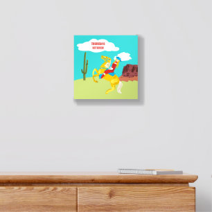Campy Western Cowgirl on Horse Personalised Acrylic Photo Tile