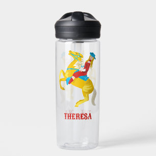 Campy Western Cowgirl on Horse Personalised Water Bottle