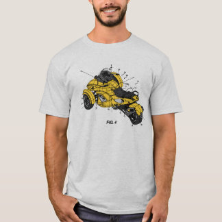 Can Am Spyder Patent/Blueprint Design. Yellow. T-Shirt