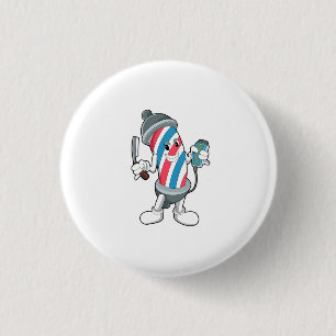 Can as Hairdresser with Razor 3 Cm Round Badge