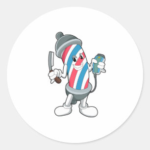 Can as Hairdresser with Razor Classic Round Sticker