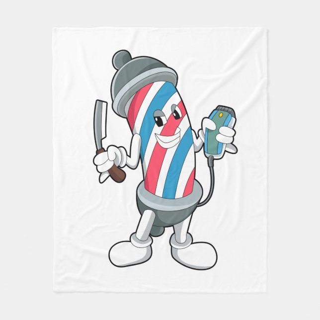 Can as Hairdresser with Razor Fleece Blanket (Front)