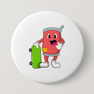 Can as Skater with Skateboard 7.5 Cm Round Badge