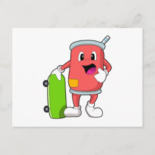 Can as Skater with Skateboard Postcard
