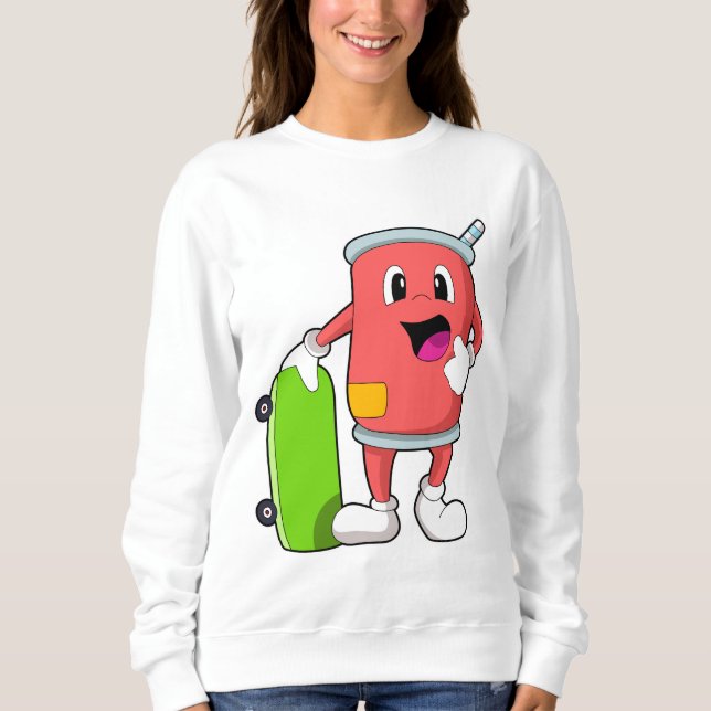 Can as Skater with Skateboard Sweatshirt (Front)