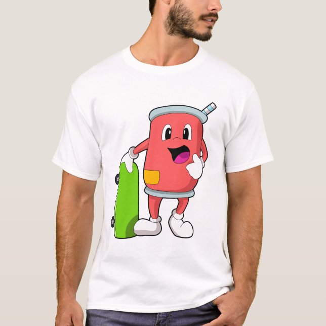 Can as Skater with Skateboard T-Shirt (Front)