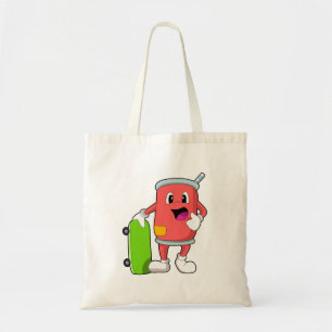 Can as Skater with Skateboard Tote Bag