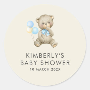 can bearly wait baby shower classic round sticker