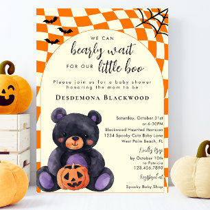 Can Bearly Wait Little Boo Halloween Baby Shower Invitation