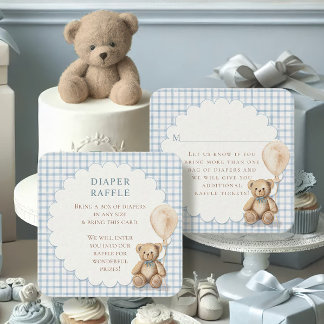 Can Bearly Wait Teddy Bear Diapers Boy Baby Shower Enclosure Card