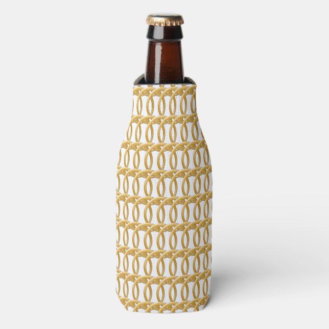 Can/Bottle Cooler - Golden Wicker Look Rings (Bottle Front)