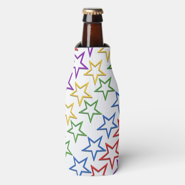 Can/Bottle Cooler - Rows of Coloured Stars (Bottle Front)
